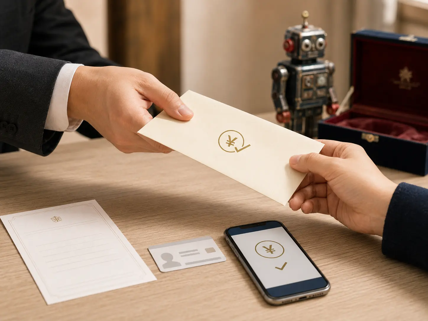 本人確認後に買取代金を受け取るイメージ