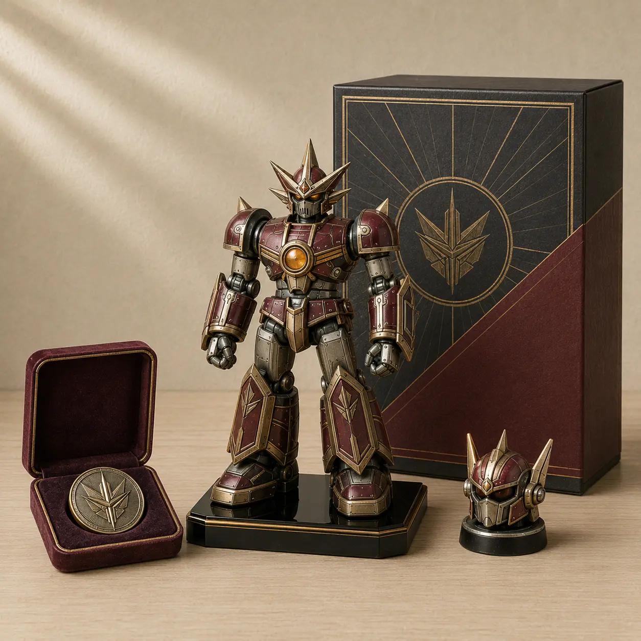 限定品を想定した箱付きロボットフィギュアのイメージ