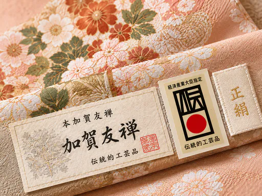 着物に添えられた証紙とラベルの撮影例